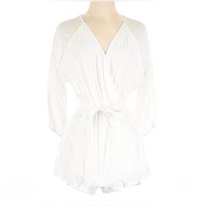 Pink Lily White Fabric Romper